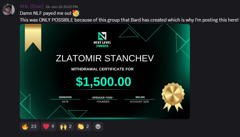 Zlatomir Stanchev $1,500 withdrawal certificate